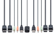 StarTech.com 2-Port Dual-Monitor DisplayPort Cable KVM Switch, 4K 60Hz, Compact KVM with 5ft/1.5m USB-A/DisplayPort/Audio Integrated Cables, Bus Powered - Remote Push Button/Hotkey Switching