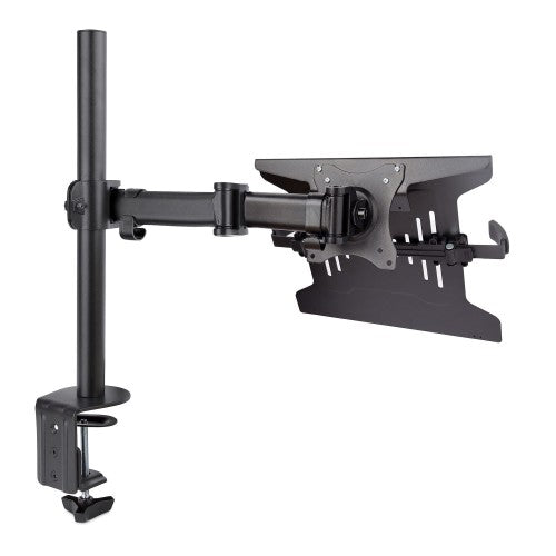 StarTech.com Laptop Desk Mount - Monitor and Laptop Mount - Displays up to 34" (17.6lb/8kg) & Laptops (4.5kg/9.9lb) - Articulating VESA Laptop Tray Arm - Clamp / Grommet Mount
