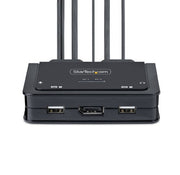 StarTech.com 2-Port USB-C Cable KVM Switch, 4K 60Hz DisplayPort Output, Compact KVM with 4ft/1.2m USB Type-C/Audio Integrated Cables, Bus Powered - Remote Push-Button/Hotkey Switching