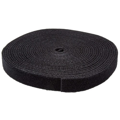StarTech.com 25ft (7.6m) Hook and Loop Roll, Black, Cut-to-Size Reusable Cable Ties, Bulk Industrial Wire Fastener Tape, Adjustable Fabric Wraps, Reusable Self Gripping Cable Management Straps
