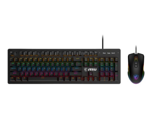 MSI FORGE GK300 COMBO BLUE US keyboard Mouse included Gaming USB QWERTY US English Black