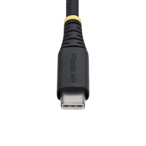 StarTech.com 1m (3ft) USB-C Charging Cable, 60W (3A) PD, Dual-Layer Braided Nylon/TPE Jacket, Rugged USB C Charging Cord, USB 2.0 Laptop Charger Cable
