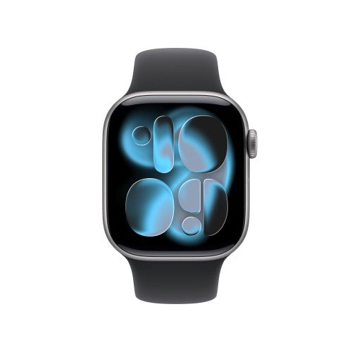 Apple Watch Series 11 GPS + Cellular 42mm Space Grey Aluminium Case with Black Sport Band - S/M
