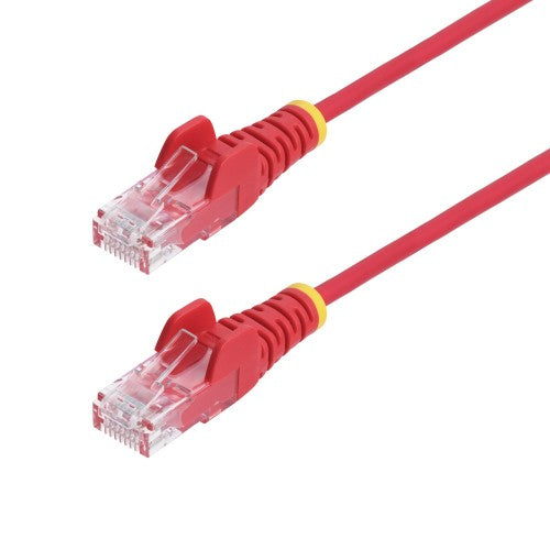 StarTech.com 1m Red Slim CAT6 Ethernet Cable, Snagless, 100W PoE, UTP, LSZH, 28AWG Pure Bare Copper Wire, Slim RJ45 Network Patch Cord w/Strain Reliefs, Individually Tested