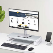 StarTech.com Ergonomic Monitor Riser Stand, Up to 33lb/15kg, Fixed height 3.5in/9cm, Desktop Computer Monitor/Laptop Riser, Steel Platform, Quick Assembly, Optimize Desk Space - TAA