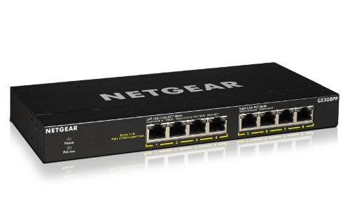 NETGEAR GS308PP-100AJS network switch Unmanaged Gigabit Ethernet (10/100/1000) Power over Ethernet (PoE) Black