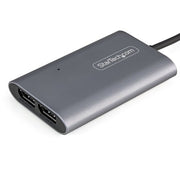 StarTech.com Thunderbolt to Dual DisplayPort Adapter DP 1.4, Dual 4K 60Hz or Single 8K/5K Thunderbolt to DP Converter, 2x DisplayPort Monitor Video Display Adapter - Mac & Windows