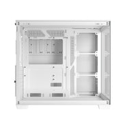 ASUS A32 White ATX dual-chamber case with panoramic design supporting up to 420mm graphics cards in length 360mm radiators and CPU air coolers up to 165mm in height