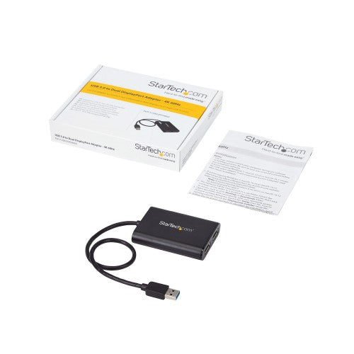 StarTech.com USB 3.0 to Dual DisplayPort Adapter, 4K 60Hz, DisplayLink Certified, USB to Dual DP Display Adapter, Dual DisplayPort Adapter for Mac & Windows