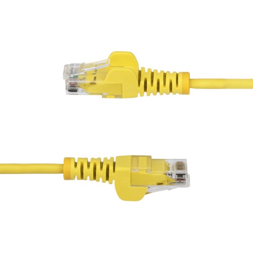 StarTech.com 1m Yellow Slim CAT6 Ethernet Cable, Snagless, 100W PoE, UTP, LSZH, 28AWG Pure Bare Copper Wire, Slim RJ45 Network Patch Cord w/Strain Reliefs, Individually Tested