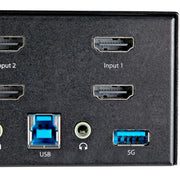 StarTech.com 2 Port Dual Monitor HDMI KVM Switch - 4K 60Hz Ultra HD HDR - Desktop 4K HDMI 2.0 KVM Switch with 2 Port USB 3.0 Hub (5Gbps) & 4x USB 2.0 HID, Audio - Hotkey Switching - TAA