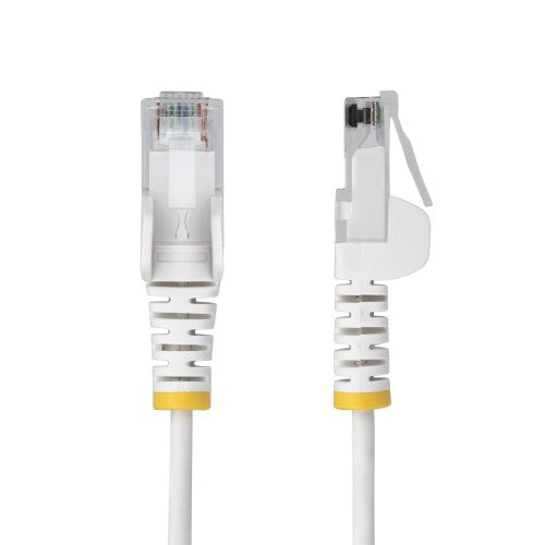 StarTech.com 1m White Slim CAT6 Ethernet Cable, Snagless, 100W PoE, UTP, LSZH, 28AWG Pure Bare Copper Wire, Slim RJ45 Network Patch Cord w/Strain Reliefs, Individually Tested
