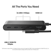 Belkin AVC021FQBK interface hub USB Type-C 10000 Mbit/s Black