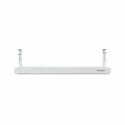 StarTech.com Under Desk Cable Management Tray, Length Adjustable Cable Organizer, Clamp-On Installation, No Drilling Required, Power Bar Holder, White