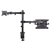 StarTech.com Monitor Arm with VESA Laptop Tray, For a Laptop (4.5kg/9.9lb) and a Single Display up to 32" (17.6lb/8kg), Black, Vented Tray, Adjustable Laptop Arm Mount, C-clamp/Grommet Mount