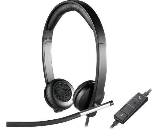 Logitech 981-000545 headphones/headset Wired Head-band Office/Call center Black, Silver