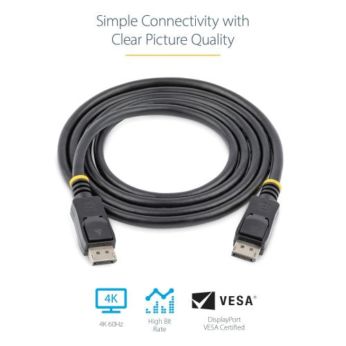 StarTech.com 1m (3.3ft) DisplayPort 1.2 Cable - 4K x 2K Ultra HD VESA Certified DisplayPort Cable - DP to DP Cable for Monitor - DP Video/Display Cord - Latching DP Connectors