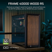 Corsair FRAME 4000D WOOD RS Midi Tower Black, Wood