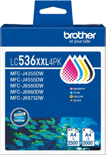 Brother *NEW* LC536XXL 4PK VALUE PACK  1X BLACK, 1X CYAN, 1X MAGENTA, 1X YELLOW