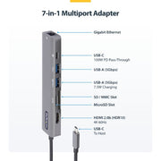 StarTech.com USB-C Multiport Adapter Hub, USB-C to 4K 60Hz HDMI, Gigabit Ethernet and 100W Laptop Charging for Macbook Pro / Air and Windows