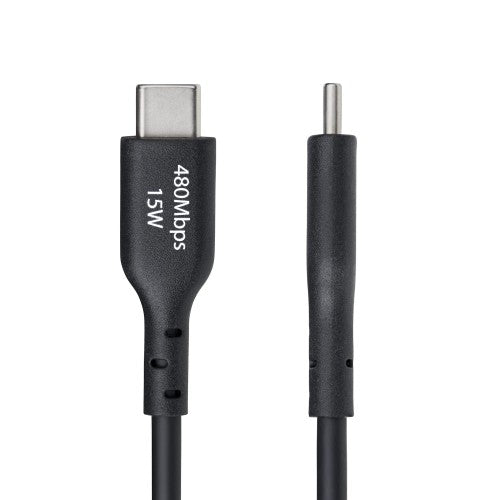 StarTech.com 6in (15cm) USB-A to USB-C Charging Cable, Charge & Sync, 3A, USB 2.0, TPE Jacket - Black USB Charging Cord