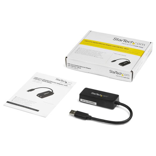 StarTech.com USB 3.0 Ethernet Adapter, USB 3.0 Network Adapter NIC with USB Port, USB to RJ45, USB Passthrough
