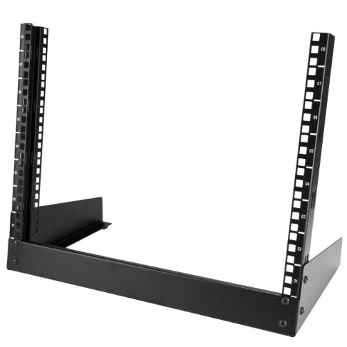 StarTech.com 2-Post 8U Desktop Server Rack, Small Open Frame 19in Computer Rack, Compact Network Rack for AV / Studio / Data / IT Equipment - Free Standing Two-Post Home/Office Rack - TAA