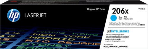 HP 206X CYAN TONER - HIGH YIELD - APPROX 2.45K PAGES - FOR M283, M255 PRINTERS