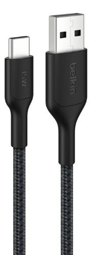 Belkin Braided USB-A to USB-C Cable 15W, 6.6ft/2m, Black
