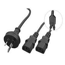 ALOGIC 2m Aus 3 Mains Plug to 2 X IEC C13 Y Splitter Cable - Male to 2 X Female Cable
