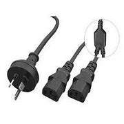 ALOGIC 2m Aus 3 Mains Plug to 2 X IEC C13 Y Splitter Cable - Male to 2 X Female Cable