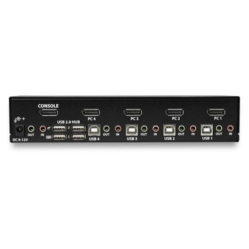 StarTech.com 4 Port DisplayPort KVM Switch - 4K 60Hz - Single Display - Dual Port UHD DP 1.2 USB KVM Switch with Integrated USB 2.0 Hub & Audio - Dell, HP, Apple, Lenovo - TAA Compliant