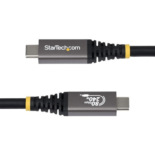 StarTech.com 1m (3ft) USB4 Cable, 80Gbps, USB-IF Certified USB-C Cable, 240W PD, 8K 120Hz/4K 240Hz DP2.1 DP80, TPE Jacket, Thunderbolt 4 Compatible - Black USB-C Cord