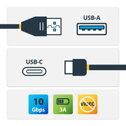 StarTech.com 3ft (1m) USB-A to USB-C Charging Cable, USB 10Gbps, Charge & Sync, 3A, USB-IF Certified - USB Charging Cord