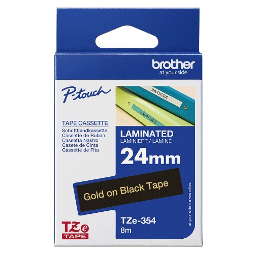 Brother TZE-R354 label-making tape Gold on black