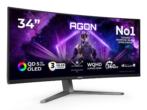 AOC AGP346UCSD computer monitor 86.4 cm (34") 3440 x 1440 pixels Wide Quad HD QD-OLED Black