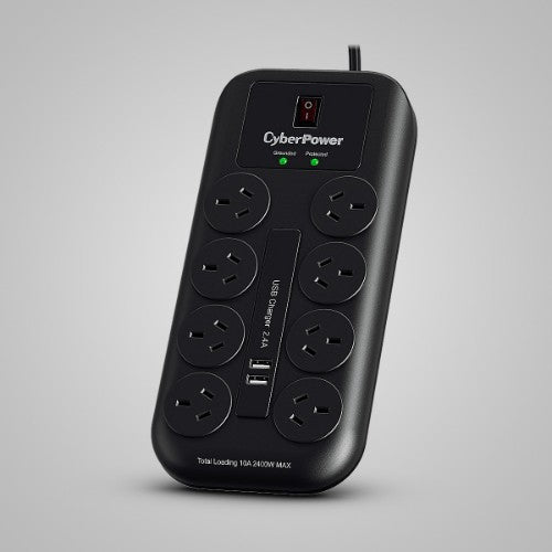 CyberPower CPSURGE08USB-ANZ surge protector Black 8 AC outlet(s) 240 V 2.1 m