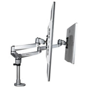 StarTech.com Desk Mount Dual Monitor Arm - Premium Articulating Monitor Arm - up to 27" (17.6lb/8kg) VESA Mount Displays - Height Adjustable Monitor Mount - Rotate/Tilt/Swivel - Clamp/Grommet - Silver - TAA
