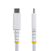 StarTech.com 2m (6ft) White USB-C Charging Cable, 60W (3A) PD, Dual-Layer Braided Nylon/TPE Jacket, Rugged USB C Charging Cord, USB 2.0 Laptop Charger Cable