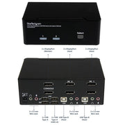 StarTech.com 2 Port Dual DisplayPort USB KVM Switch with Audio & USB 2.0 Hub - TAA