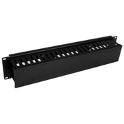 StarTech.com Horizontal 2U Server Rack Cable Management Finger Duct w/ Cover - 19" Network Rack Wire Duct Raceway Panel - Slotted Wire Duct