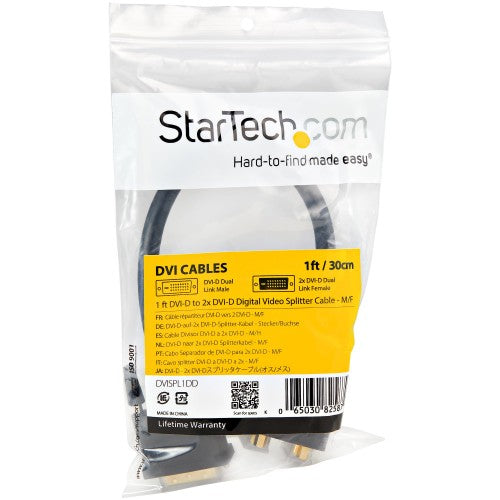 StarTech.com 1 ft DVI-D to 2x DVI-D Digital Video Splitter Cable - M/F