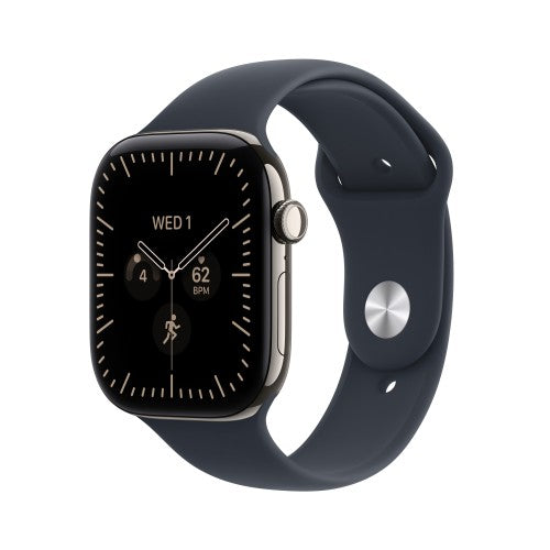 Apple Watch Series 12 GPS + Cellular 46mm Natural Titanium Case with Navy Blue Sport Band - M/L