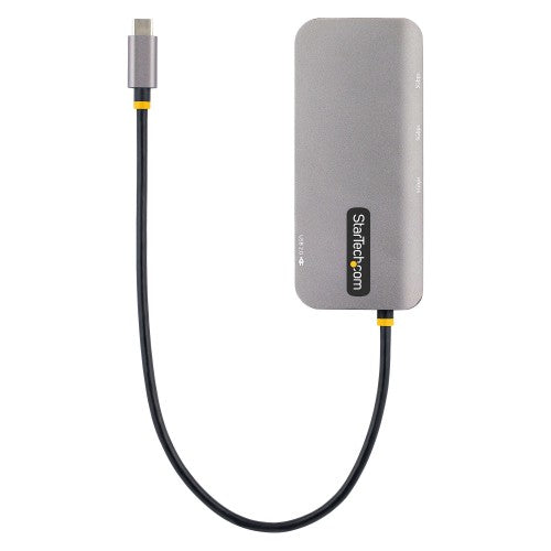 StarTech.com USB C Multiport Adapter, 4K 60Hz HDMI Video, 3 Port 5Gbps USB Hub, 100W Power Delivery Pass-Through, GbE, 12"/30cm Cable, Mini Travel Dock, Laptop Docking Station