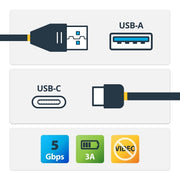 StarTech.com 3ft (1m) USB-A to USB-C Charging Cable, USB 5Gbps, Charge & Sync, 3A, USB 3.0 - USB Charging Cord