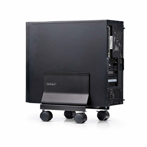 StarTech.com Computer Tower Cart, Rolling Mobile CPU Caddy on Wheels/Casters, Max Load 46.3lb/21kg, Adjustable PC Case Mount, Desktop Floor Stand, Steel Dolly, TAA