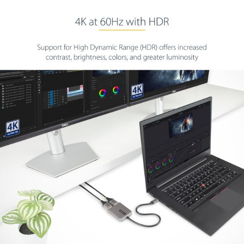 StarTech.com USB-C to Dual Displayport 1.4 Adapter, USB Type-C Multi-Monitor MST Hub, Dual 5K 60Hz DP Laptop Display Extender / Splitter, HDR, Extra-Long Built-In Cable - Windows Only
