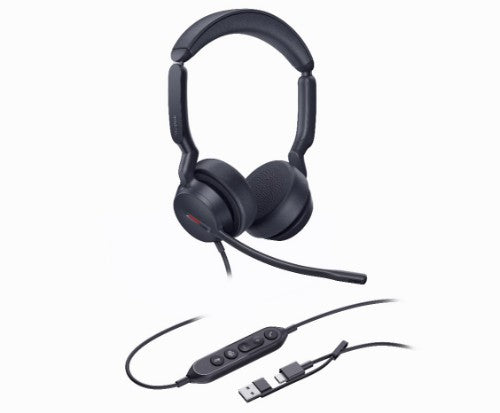 Yealink BONUS BLACK COMSOL QI CHARGER W/YEALINK (UH44) MS WIRED STEREO HEADSET, C-A ADAPTER