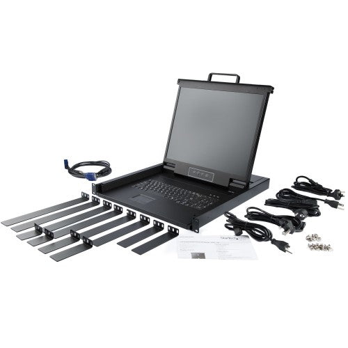 StarTech.com Rackmount KVM Console - Single Port VGA KVM with 19" LCD Monitor for Server Rack - Fully Featured Universal 1U LCD KVM Drawer w/Cables & Hardware - USB Support - 50,000 MTBF
