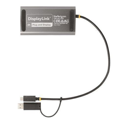 StarTech.com USB-C to Dual-HDMI Adapter - USB-C or A to 2x HDMI - 4K 60Hz - 100W Power Delivery Pass-Through - 1ft (30cm) Built-in Cable - USB to HDMI Multi-Monitor Converter for Laptop - TAA